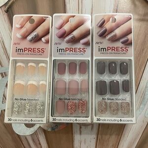 Impress- Press-On Square Short Nails- Set of 3
